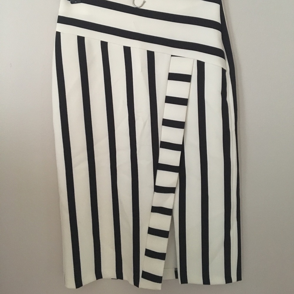 Topshop Black & White Asymmetrical Striped Skirt